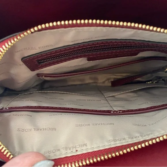 Michael Kors Burgundy Pebbled Leather Satchel with Gold Hardware - Picture 7 of 7